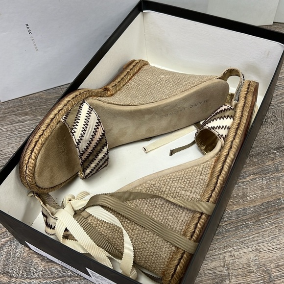 Marc Jacobs Open Toe Ankle Tie Espadrille Wedge Size Eu 40/ US 10 - Picture 13 of 13
